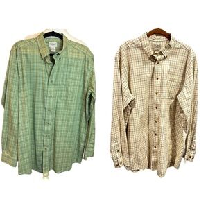2 LL Bean Plaid Long Sleeve‎ Button Down Shirts Large Tall